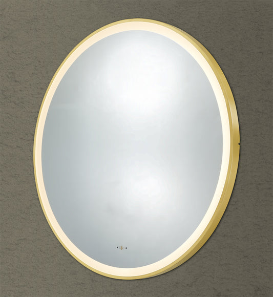 800mm Luna Iron Framed LED Mirror - Brushed Gold
