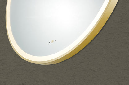900mm Luna Iron Framed LED Mirror - Brushed Gold