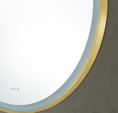 800mm Luna Iron Framed LED Mirror - Brushed Gold