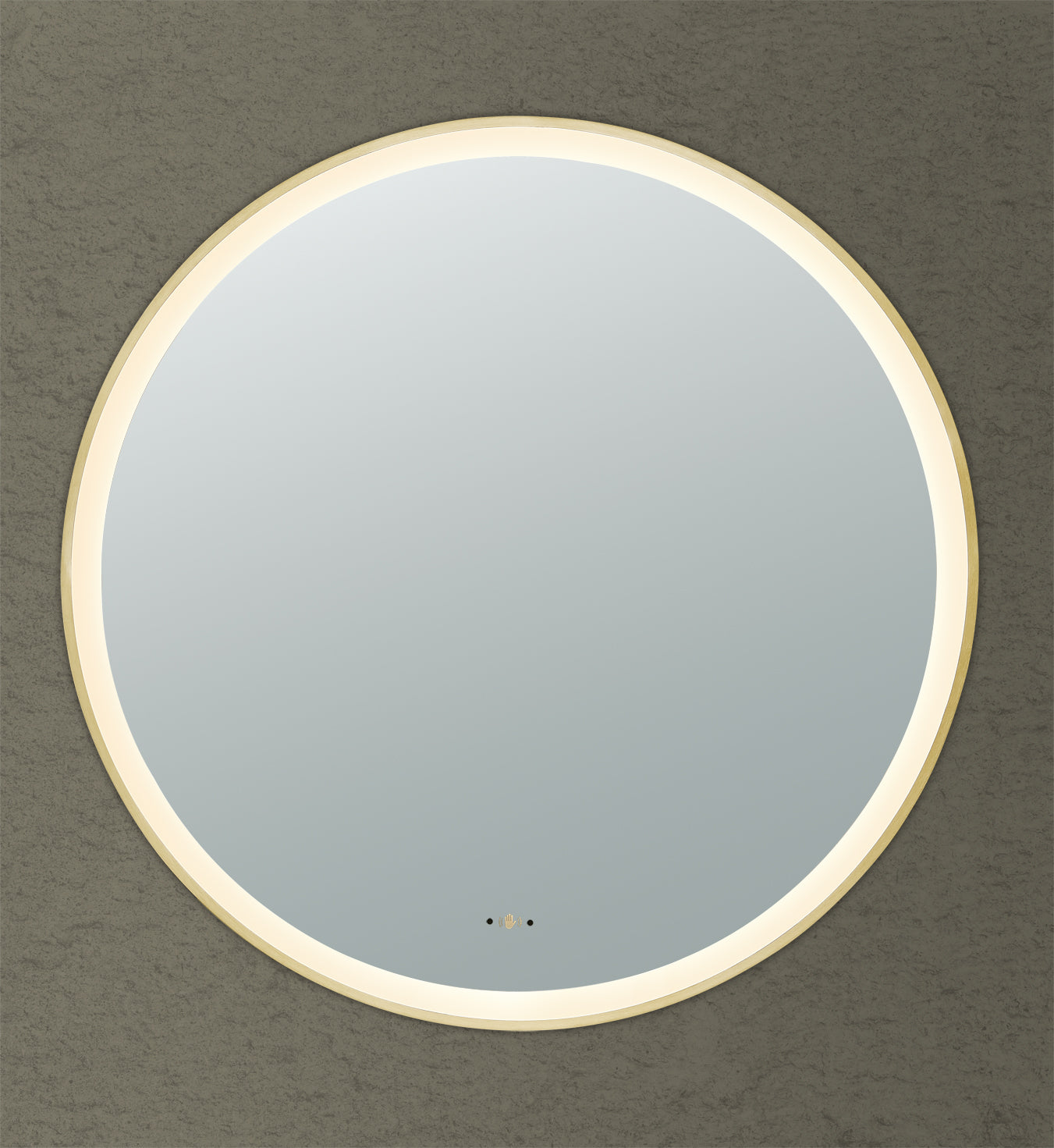 900mm Luna Iron Framed LED Mirror - Brushed Gold