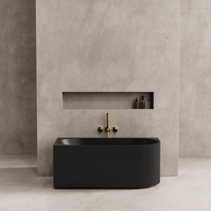 1700mm Capri Fluted Oval Freestanding Left Corner Bathtub - No Overflow - Matte Black