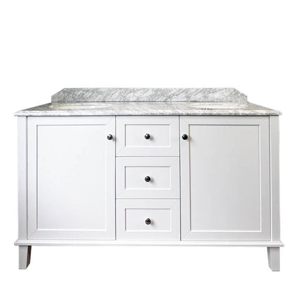 Coventry 150x55 Double Bowl White Vanity with Marble Top & Under Counter Basins - 3TH