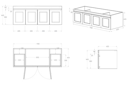 Hampton Mark II 1200mm Satin White Wall Hung Cabinet Only