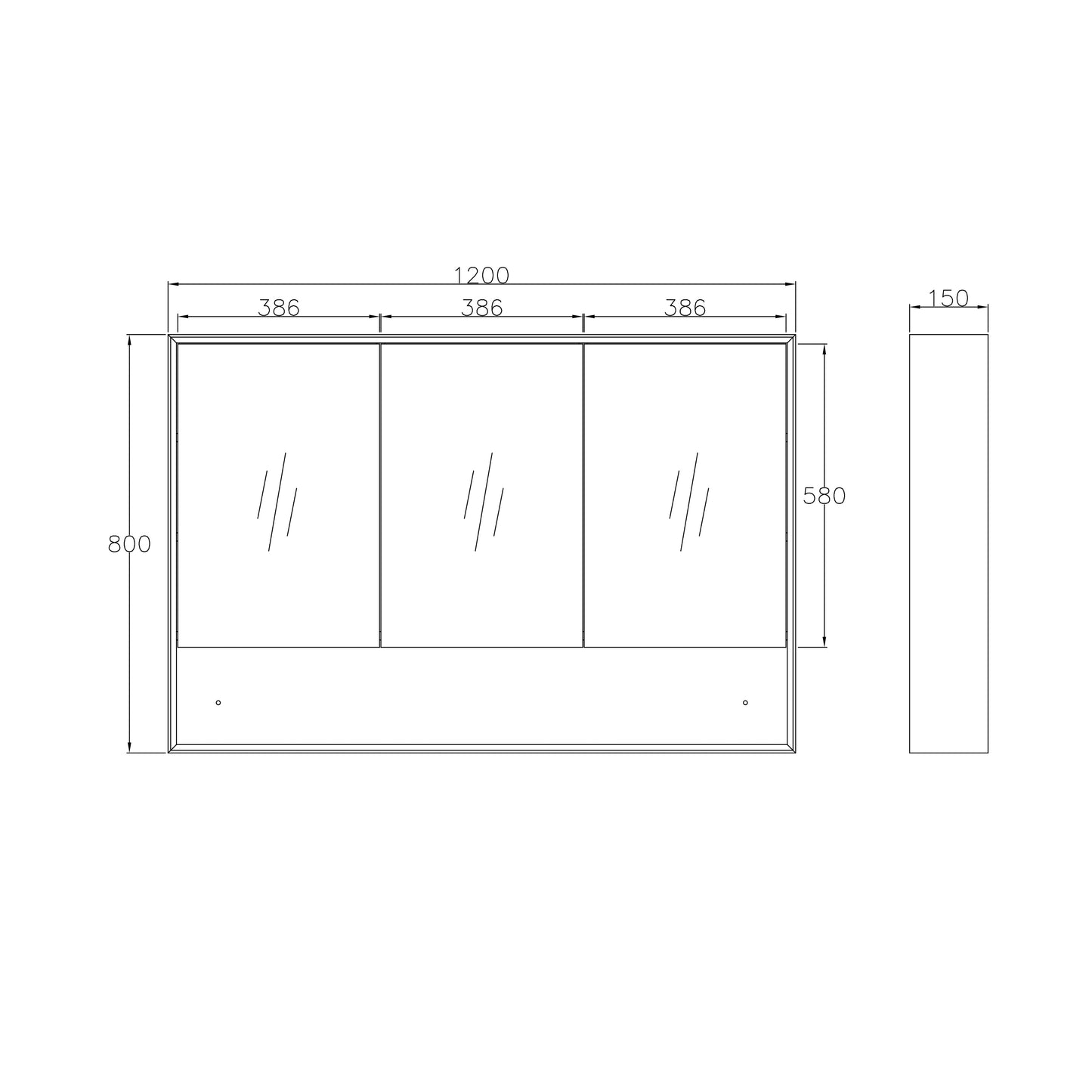 Marlo 1200x800 Matte Black Shaving Cabinet