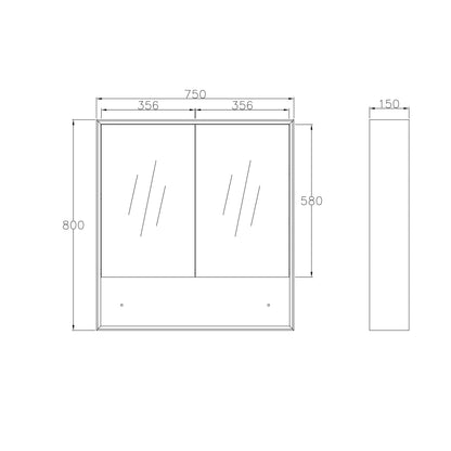 Byron 750x800 Natural Oak Shaving Cabinet