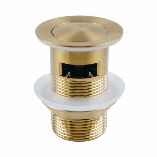 32/40mm Solid Brass Basin Pop Up Waste - Brushed Gold - Overflow