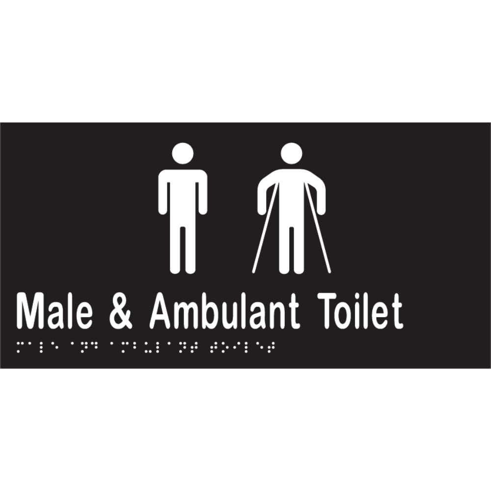 Male & Ambulant Tlt Braille Sign - Vinyl - Black with White Infill