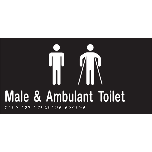 Male & Ambulant Tlt Braille Sign - Vinyl - Black with White Infill