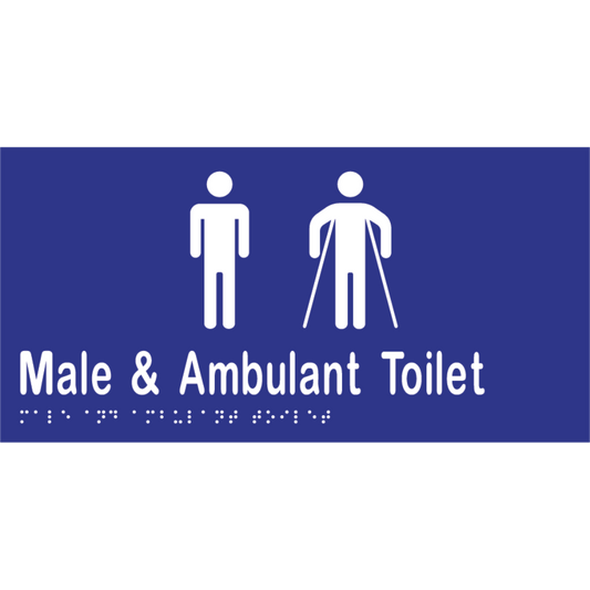 Male & Ambulant Tlt Braille Sign -Vinyl - Blue with White Infill