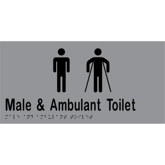 Male & Ambulant Tlt Braille Sign - Vinyl - Silver with Black Infill