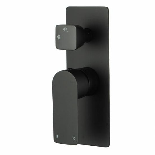 VOG Solid Brass Black Bath/Shower Wall   Mixer with Diverter Wall Mounted