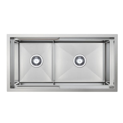 820mm Stainless Steel PINIZ 1 & 1/2 Bowl Workstation Kitchen Sink - Slide Lip - Nano Coated 1.2mm Thick Stainless Steel - Anti-Scratch
