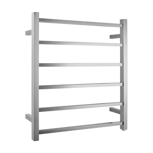 Square Brushed Nickel Electric Heated Towel Rack 6 Bars