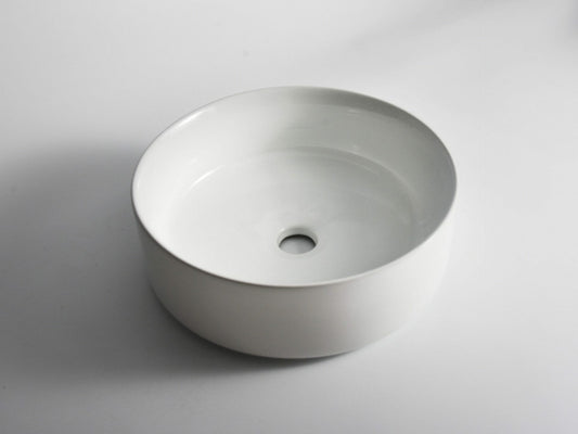 Luna - 360mm Gloss White Round Above   Counter Basin  -  360x360x120mm