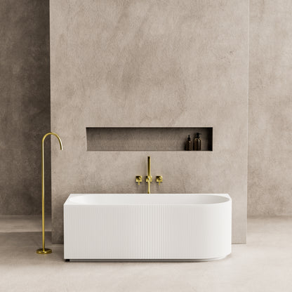 1700mm Capri Fluted Oval Freestanding Left Corner Bathtub - No Overflow - Gloss White