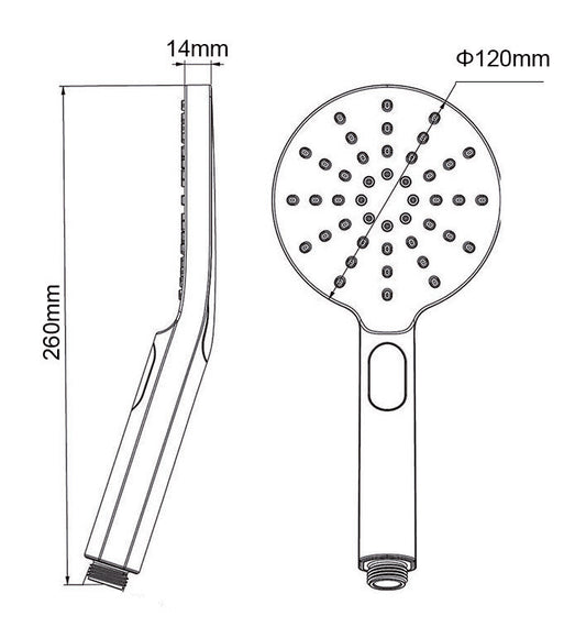 Round 3 Functions Black ABS Handheld Shower
