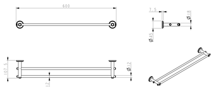 Mica Heritage Double Towel Rail - 600mm - Dusk Bronze