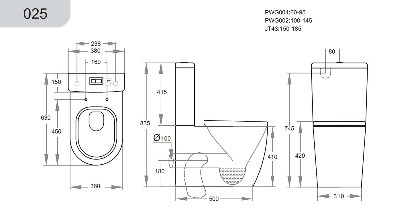 Veda Tornado Rimless Back-to-Wall Toilet Suite - Gloss White