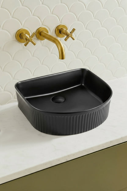 415mmx365mm Cascade Fluted Above Counter Basin - Matte White