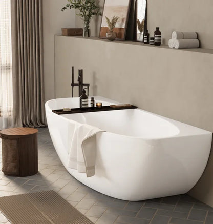 1700mm Aria Back to Wall Bathtub - No Overflow - Gloss White