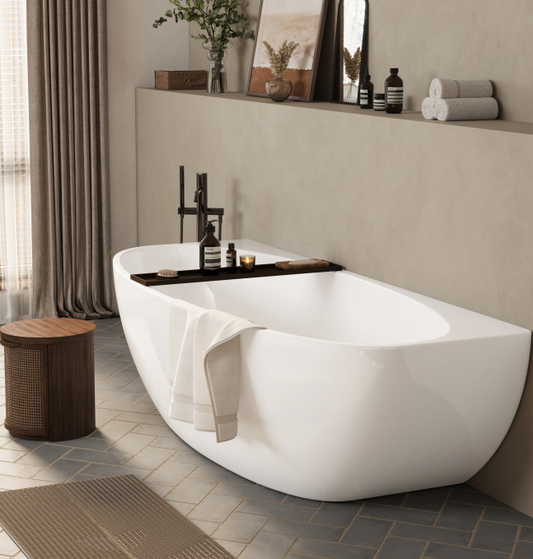 1500mm Aria Back to Wall Bathtub - No Overflow - Gloss White