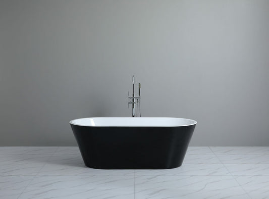 1700mm Freestanding Bathtub - No Overflow - Gloss Black & White