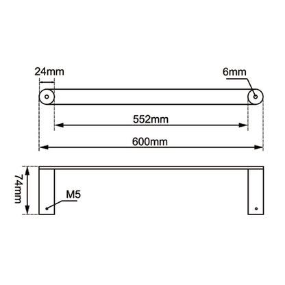 RUSHY Series Gun Metal Grey Single Towel Rail 600mm