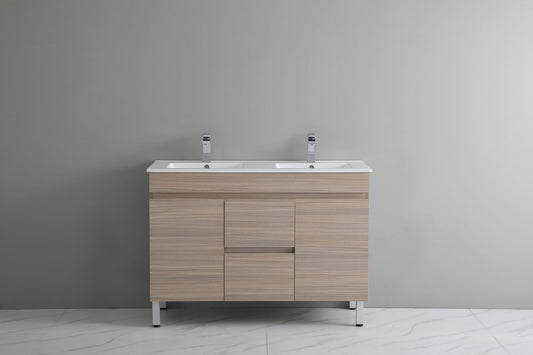 750mm Oak Floor Vanity PVC Right Side Drawers - Cabinet Only - Oak