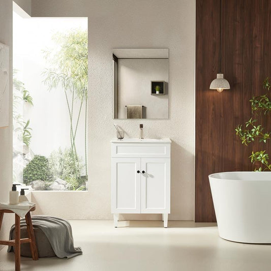 600mm Harrington Floor Vanity PVC Cabinet Only - Matte White