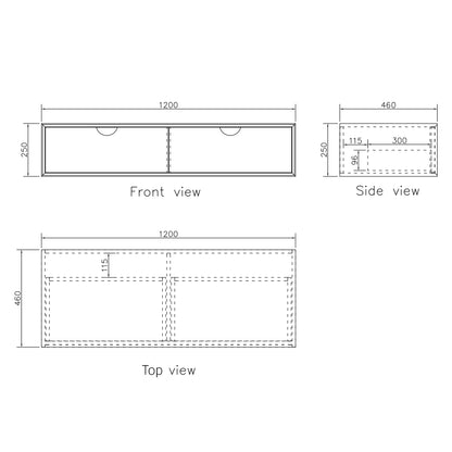 Moonlight 1200mm White Wall Hung Cabinet