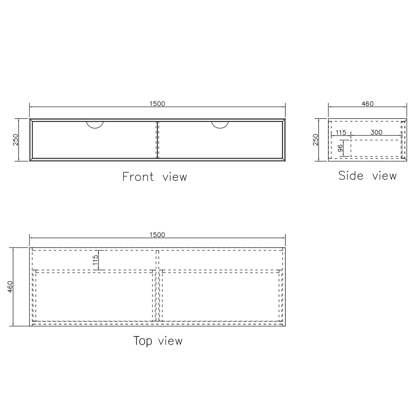 Moonlight 1500mm White Wall Hung Cabinet