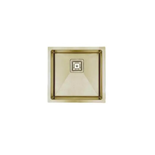 VantÃ© Nano Coated Single Square Bowl Kitchen Sink - R10 Corner - SS 304 Stainless Steel - 450mm - PVD Champagne Gold