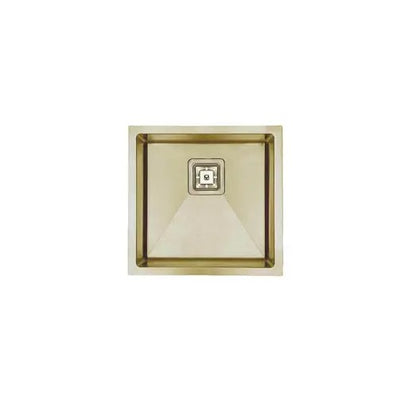 VantÃ© Nano Coated Single Square Bowl Kitchen Sink - R10 Corner - SS 304 Stainless Steel - 450mm - PVD Champagne Gold
