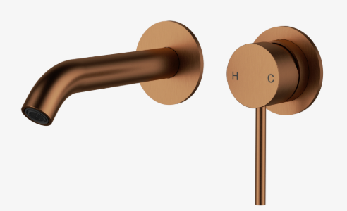 Otus Slimline ss Wall Basin Mixer Separate Back Plate Trim Kits Brushed Copper