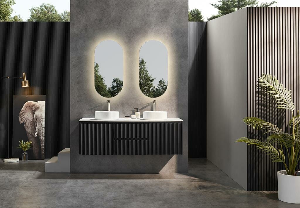 Brindabella Wall Hung Vanity - Middle Drawers Drawers - Matt Black - 1500mm