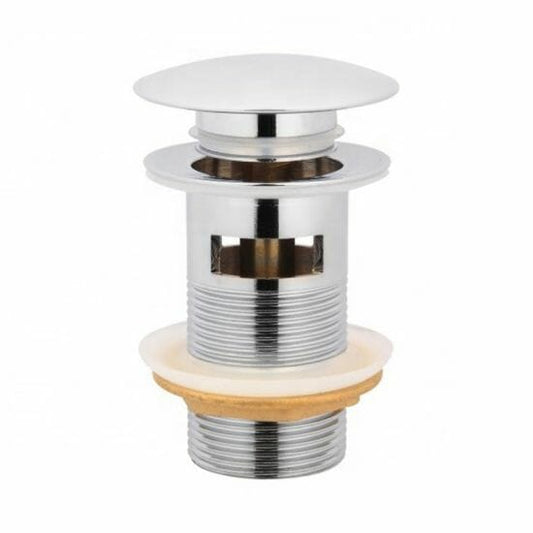 32/40mm Solid Brass Basin Mushroom Pop Up Waste - Matt White - Overflow