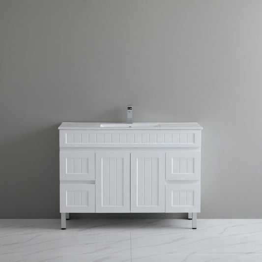 1500mm Acacia Floor Vanity PVC Cabinet Only - Matte White