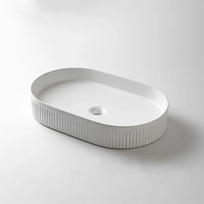580*360*100mm Matte White with Fluted Design Above Counter Basin