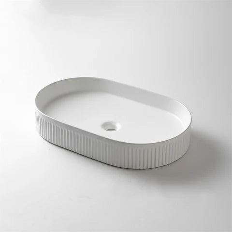 580*360*100mm Matte White with Fluted Design Above Counter Basin