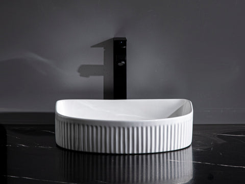 415*365*100mm Gloss White with Fluted Design Above Counter Basin