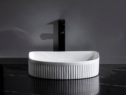 415*365*100mm Gloss White with Fluted Design Above Counter Basin
