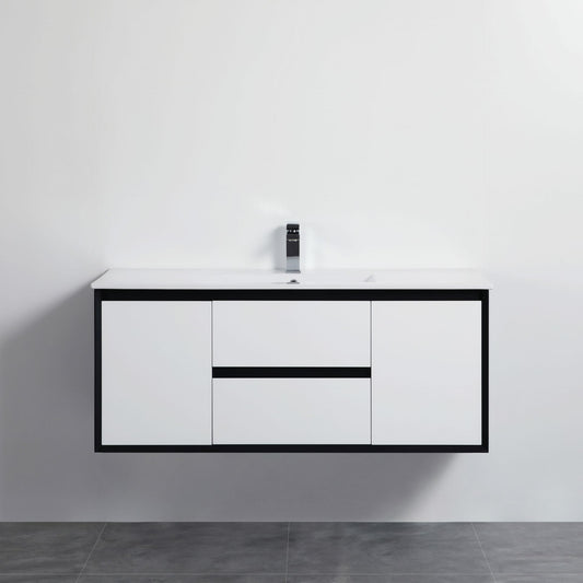 Petra Wall Hung PVC Vanity - Matt White & Matt Black - 1200mm