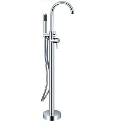 Round Chrome Freestanding Bath Mixer With Hand held Shower