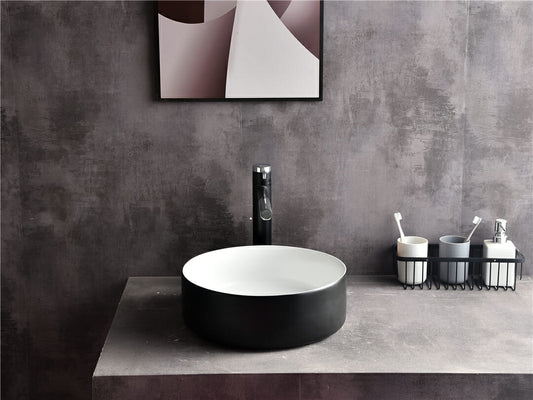 Levenge - 360mm Matte Black & Matte White Round Above Counter Basin - CLA-524B-MBW  -  360x360x120mm