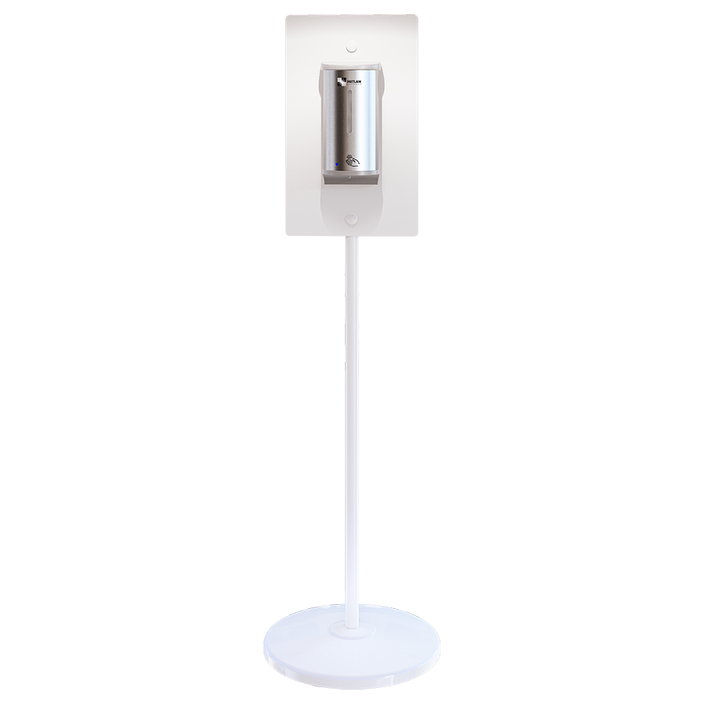 Hygiene Station with Stainless Steel Stand & Sanitiser Dispenser - Finish: Designer Black & Satin Stainless Steel