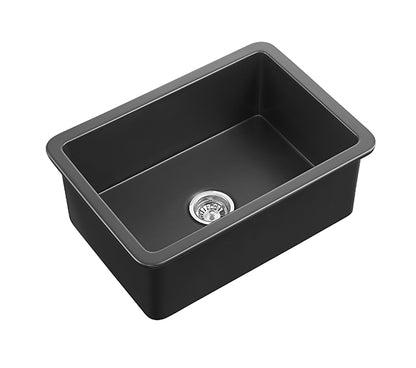 810mm Camden Fireclay Square Insert/Undermount Sink - Matte Black