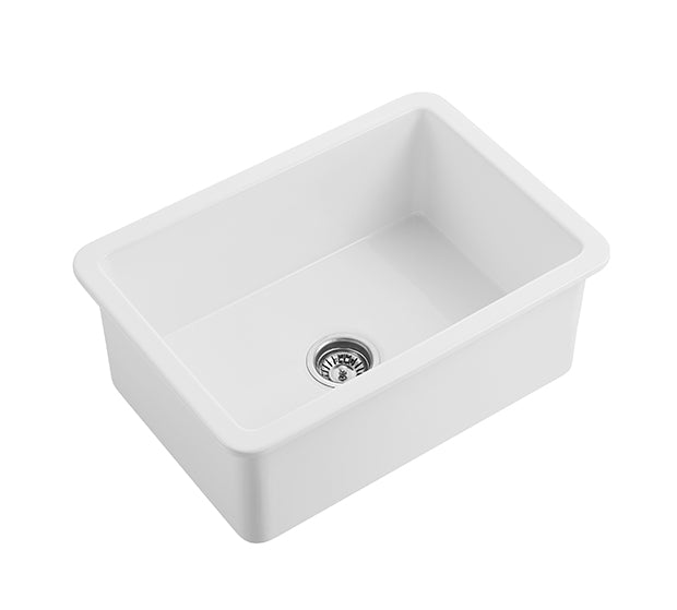 677mm Camden Fireclay Square Insert/Undermount Sink - Gloss White