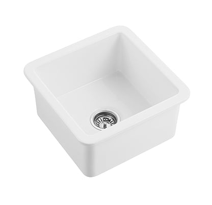 457mm Camden Fireclay Square Insert/Undermount Sink - Gloss White