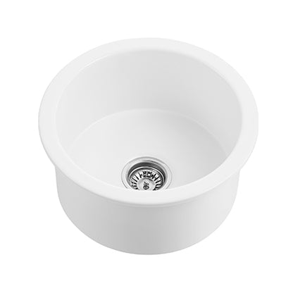 470mm Camden Fireclay Round Insert/Undermount Sink - Gloss White