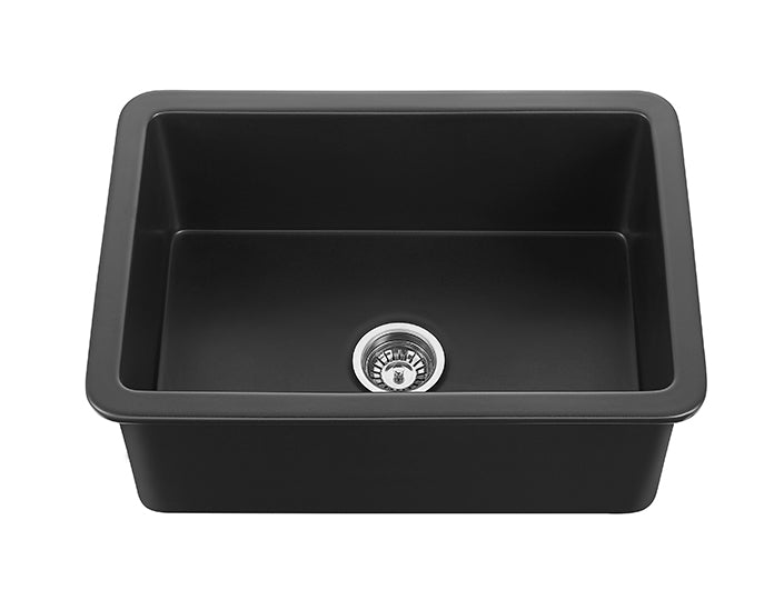 677mm Camden Fireclay Square Insert/Undermount Sink - Matte Black